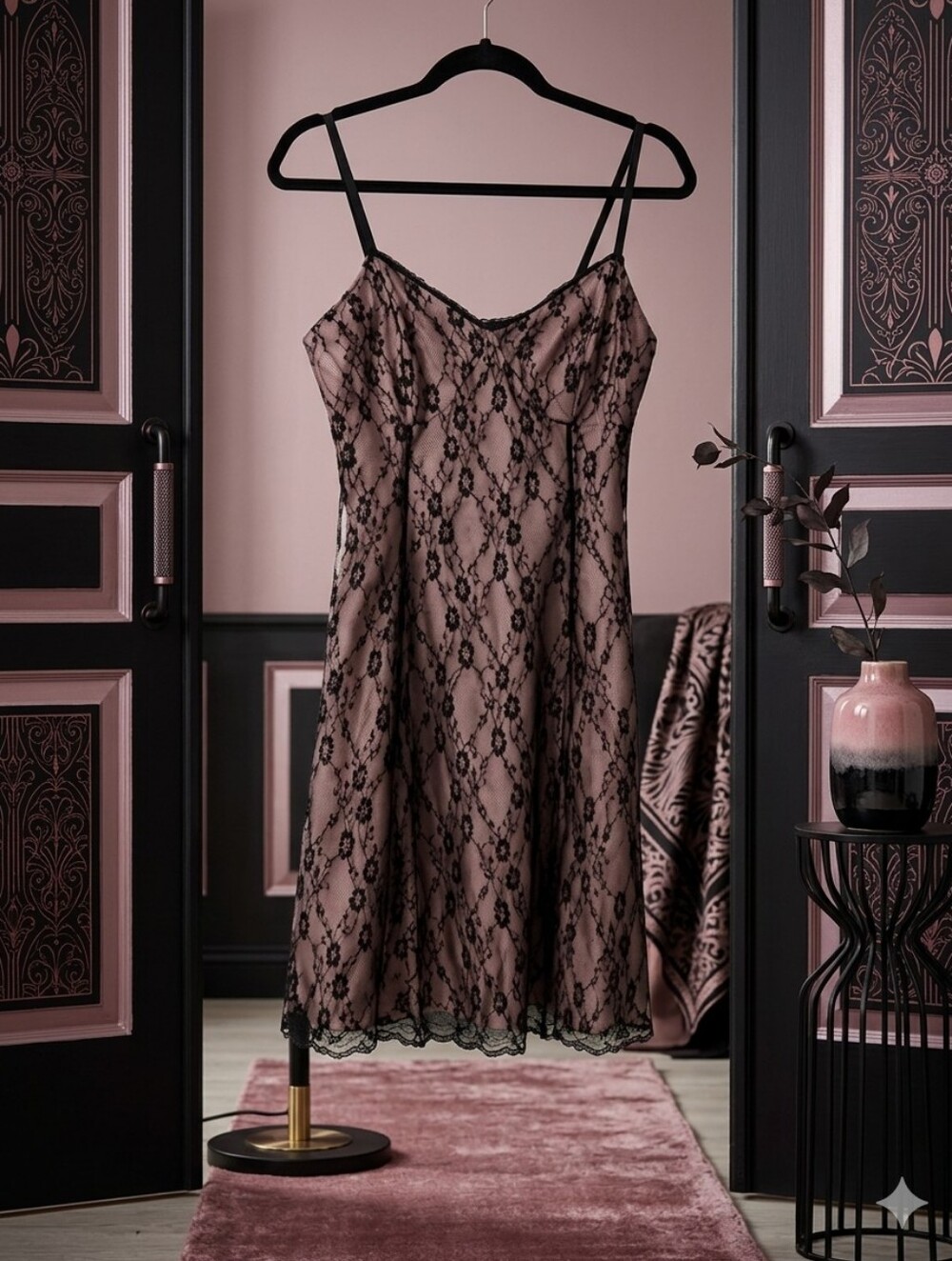 VTG 90s Style Black Lace Slip Dress Coquette Dark Fairy Gothic  Junior Size 9